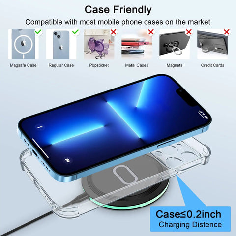 High Speed Wireless Charging Pad For Galaxy S Series And Pixel Phones 15W Fast Charge Case Friendly Qi Charger with phone case
