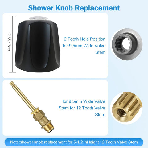 Ultimate Shower Knob Replacement Kit Perfect Fit For Price Pfister Verve Tub Faucet W 12 Tooth 95mm Stem Upgrade Your Bathroom Hardware Now black shower knob with 12-tooth 95mm stem, 2.36in height