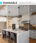 Kitchen with 4 Pack 5 Inch LED Flush Mount Ceiling Lights, 10W Dimmable Round Panel Fixtures installed, showing dimmable feature.