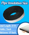 All Season Outdoor Pipe Insulation Wrap 2 Inch Wide By 33 Foot Self Adhering Foam Tape With Aluminum Foil Roll Image