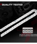 Heavy Duty Timing Chain Kit With Guides For Toyota Camry Highlander RAV4 Sienna Avalon And Venzas 2.5L 2.7L Engine Perfect For Upkeep And Keeping Your Ride Running Smooth Without No Hiccups, silver dual-row timing chain close-up