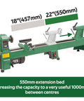 Extension Bed For Woodturning Lathe Upgrade For Harbor Freight Central Machinery 65345 10 By 18 Inch Lathe In Green, Extends Center Distance To 1000mm