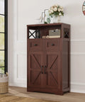 Sturdy Dark Brown Standing Go To Storage Cabinet With Drawers And Shelves For Kitchen Pantry And Home Bar Floor Hutch Cupboard