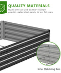Close-up of Two Piece Galvanized Raised Garden Bed Kit 7 By 3 By 1 Foot Outdoor Planter Box Metal Patio showing inner stabilizing bars