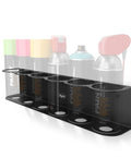 Heavy Duty Wall Mount Holder Rack For Six Aerosol Spray Paint Cans And Bottles Keeps Your Garage Workshop And Craft Space Neat And Organized Super Sturdy Powder Coated Steel Easy Install With Hardware Included USA Made, mounted with cans