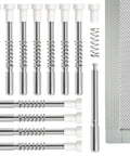 Top Shelf Aluminum Window Screen Plunger Latches With Secure Caps, Dead Simple Pin Fasteners For Zero Hassle Replacement And Pro Level Dependability For Any Home Repair Project, Twelve Pack In Clean White showing 12 aluminum latches with white caps.