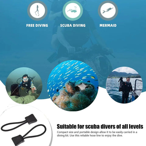 4 Pack Diving Hose Holder Clips For Scuba Gear, Hose Clip Retainer with Durable Bungee Cord and Shock Cord, Snorkeling Accessories