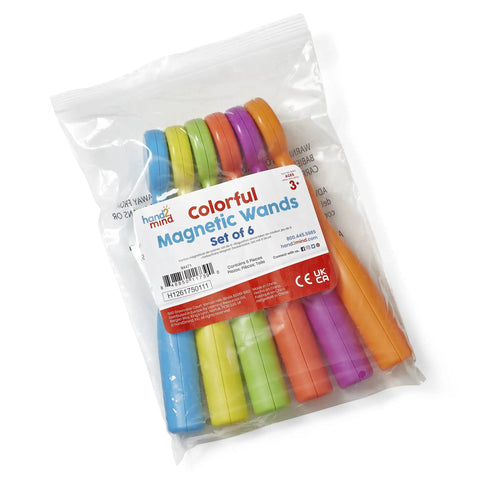 Package of six colorful Magnetic Wands For Kids Set Of 6 With Handles Hands On Multisensory Literacy And Science Manipulatives
