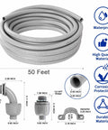 1/2 Inch Flexible PVC Liquid Tight Electrical Conduit Kit With 50 Feet Of Non Metallic Outdoor Grey Wire Raceway and accessories