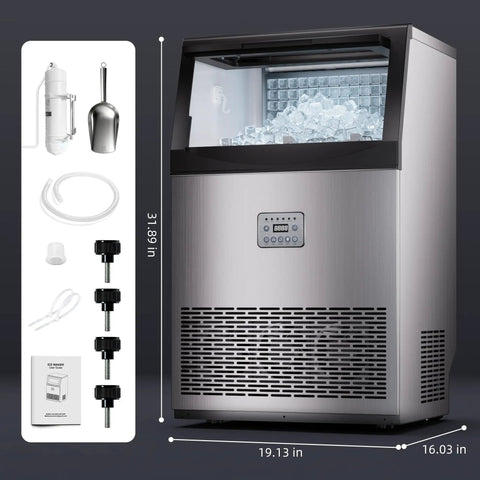Boss Level Under Counter Ice Maker With 200lbs Per Day Output, 96 Clear Ice Cubes Per Cycle, Quick 7 To 14 Minute Freeze