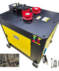 Workhorse Automatic Steel Bar Circle Bending Machine Electric Rebar Bender Built To Knock Out One Point Two Six Inch Carbon Steel Rods Smooth As Silk Rated 220V 4kW Setup showing top view with controls and red rollers.