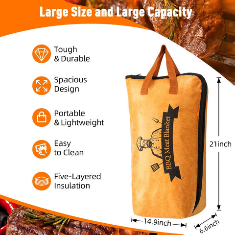 Resting Meat BBQ Blanket Insulated Heat Shield For Brisket Pork Shoulder And Turkey Keeps Juices In During Rest After Smoking Or Grilling