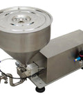 Straight Up Heavy Duty Single Head Liquid and Paste Bottle Filling Machine Built for Zero Sweat Operations With a Rock Solid Pneumatic Gear Pump and 20mm Nozzle for Honey Jam Syrup Drinks, stainless steel 30L hopper.