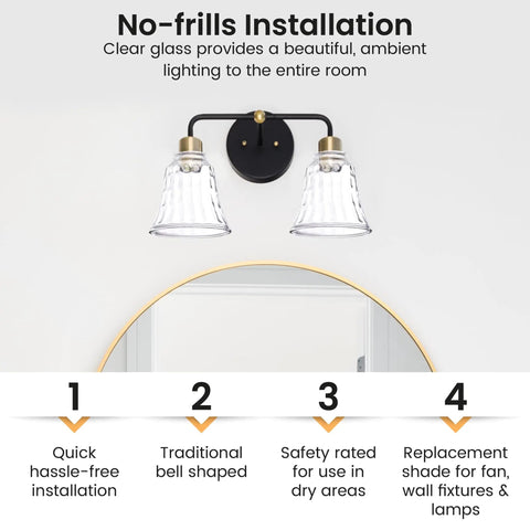 Beveled Glass Ceiling Light Covers For Fans And Fixtures, Replacement Globe Shades 4 Pack installed above a mirror