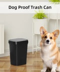 3 Pack Slim Trash Can With Pop Up Lid 2.6 Gallon 10 Liter Black Waste Bins For Bathroom Kitchen, with dog proof feature.