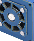 Close-up of fan in cordless solder fume extractor with cooling fan and built-in lamp, 10,000 RPM welding smoke purifier for clear visibility.