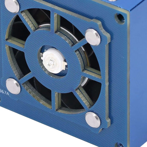 Close-up of fan in cordless solder fume extractor with cooling fan and built-in lamp, 10,000 RPM welding smoke purifier for clear visibility.
