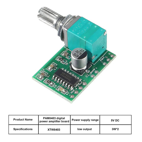 Ten Pack Mini PAM8403 5V Audio Amplifier Board Dual Channel Stereo Power Module With Potentiometer for DIY projects