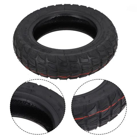 Tubeless 10x2 50 Offroad Tire for 10 Inch Electric Scooters and Skateboards replacement outer tire, close-up view of tread details.