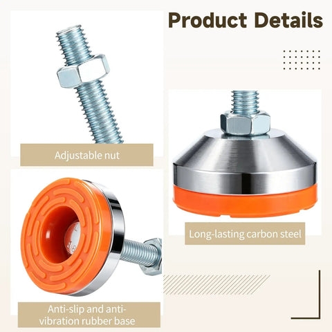 4 Pack Heavy Duty Leveling Feet With M12 Adjustable Levelers And 2.36 Inch Anti Vibration Rubber Base details