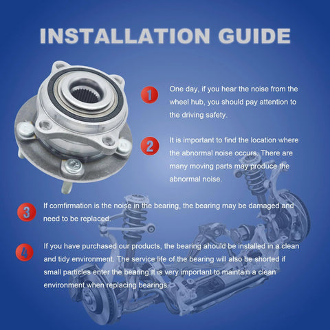 Front Wheel Bearing Hub Assembly Compatible With Hyundai Sonata 2015 2019 Tucson Veloster N Nexo Optima 2016 2020 Sportage Cadenza Front Left And Right Direct Replacement 513374 VKBA7786 with installation guide background