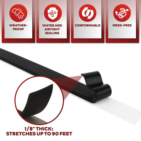 Butyl Sealing Tape One Eighth Inch By Three Fourth Inch By Thirty Foot Black EDPM Butyl Putty Sealant features and close-up