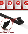 Butyl Tape Sealant For RV And Boat Repair Three Quarters Inch By Forty Five Feet One Eighth Inch Thick EPDM Rubber SelfAdhesive Leak Proof Patching Tape For Roofs Windows Seams Marine And Auto Weatherproofing showing black strip, benefits, and close-up of thickness
