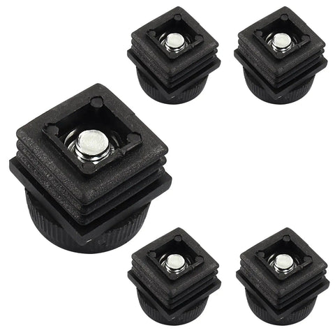 5 pieces of 12 Pack Black Square Tube Insert Kits With Adjustable Feet For 1x1 Inch OD Square Pipe, leveling pads visible