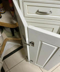 Straight Up Smooth Two Pack Concealed Cabinet Hinges Compatible With Corner Cupboards Full Overlay Face Frame Doors Adjustable Hydraulic 135 Degree Soft Closing Silver Hardware on white cabinet doors.