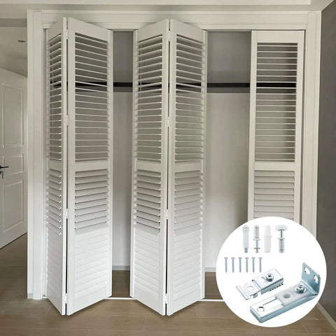 Bifold Door Hardware Repair Kit, 2 Pack For Bi Fold Sliding Closet Doors Replacement Parts shown with installed door