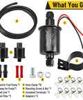 12V Low Pressure Fuel Pump Kit With 6.56 Ft Fuel Line And Dual Filters, Mounting Hardware, Line Connectors, Wire Connectors