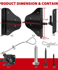 Anti Sag Gate Kit With Heavy Duty 90 Degree Hinges Self Locking Gate Latch And Corner Brace For Wood Gates dimensions and contents