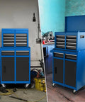 5-Drawer Rolling Tool Chest With Detachable Top Toolbox, Lockable Wheels And Lock Bar, in garage workshop setting