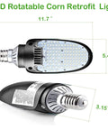 Shoebox Corn Retrofit Lamp Rotatable E39 Mogul Base Powerful 75W 95W 115W Selectable 5000K Daylight 180 Degree Paddle Bulb dimensions
