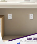 Gloss Finish Decorator One Gang Light Switch And Receptacle Wall Plate Mid Size 4.88 x 3.11 Inches in white polycarbonate on wall