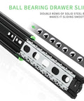Close-up of 12 Inch Full Extension Drawer Slides With Ball Bearing Rails Side Mount Soft Close Heavy Duty 100 Lb Capacity Quiet Smooth Glide 3 Fold Drawer Runners For Cabinets Kitchen And Bath, showing steel ball bearings.