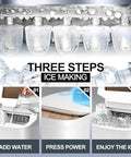 Self Cleaning Portable Countertop Ice Maker Spits Out Nine Bullet Cubes In Six Minutes With Smart Touch Panel And Two Liter Tank steps to add water and start making ice.