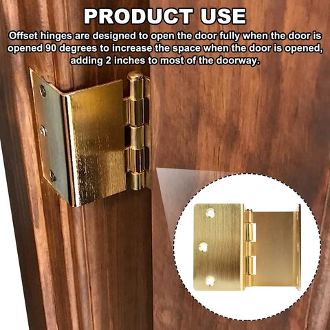No Sweat Swing Clear Offset Door Hinges Adding Two Inches Of Sweet Clearance To Tight Doorways Bright Copper Finish Barrier Free Setup For Wheelchair Access And Smart Home Upgrades Pair