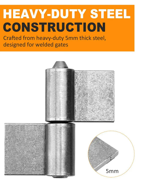 Heavy Duty Weld On Hinges For Metal Gates Doors And Trailers 4 Pack With Removable Pin For Easy Installation And Durable Weldable Steel Construction 5mm steel hinge