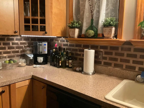 Peel And Stick Kitchen Backsplash Tiles Set 10.24 By 10.31 Inches, Adhesive Metal Copper Look Behind Stove, Cafe Imperial Finish