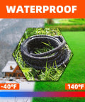 100 Ft Outdoor Extension Cord Black Waterproof 16 Gauge 13 Amps 125V SJTW ETL Listed shown in yard use