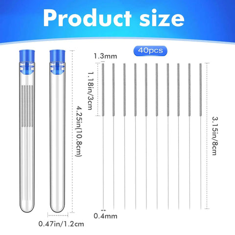 40 Piece 3D Printer Nozzle Cleaning Kit With 0.4mm Stainless Steel Cleaning Needles and 2 storage bottles, product size image