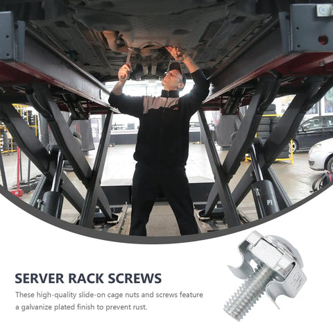 Heavy Duty Steel Rack Mount Screws And Cage Nuts 100 Piece Server Cabinet Hardware Kit Zinc Plated Precision Screws in workshop.