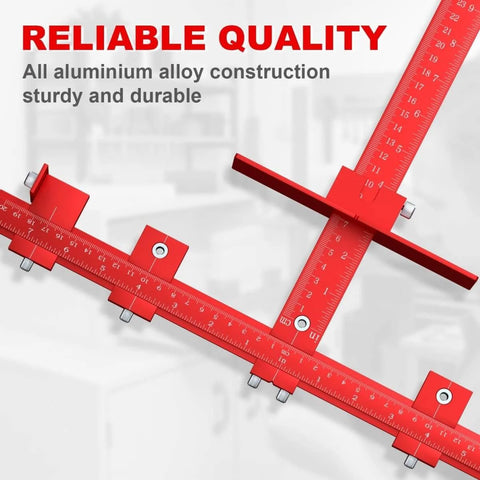 Adjustable Cabinet Hardware Jig For Precise Handle Installation Drill Guide Pro Grade with Automatic Center Punch in red aluminum