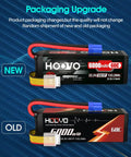 Comparison of new and old packaging for Beefy 22.2V 6000mAh 60C 6S LiPo Battery with EC5 Plug