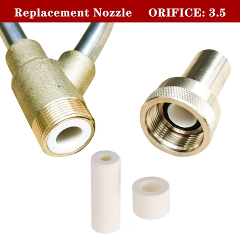 Replacement nozzle and tips for Dustless Wet Sandblasting Kit for Pressure Washer 5000 PSI with orifice size 3.5