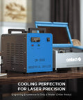 Industrial CO2 Water Chiller For K40 Laser Engravers Up To 50 Watts showing digital display and controls on a countertop.