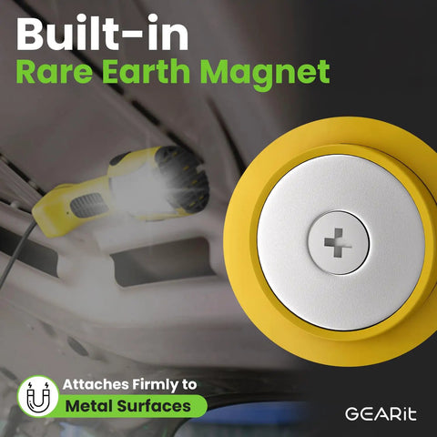 Beefy 1200 Lumen COB LED Work Light with 15 Foot Cord Magnetic Base showing built-in rare earth magnet for strong attachment