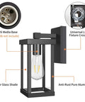 Dusk To Dawn Outdoor Wall Lantern Fixture Set Of 2 With IC Sensor Matte Black Exterior Wall Mount Porch Lights Anti Rust Waterproof LED Sconce