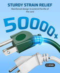 Outdoor Extension Cord With 3 Outlets And Weatherproof Cover 13 Ft Green SJTW 16 Gauge cord strain relief illustration